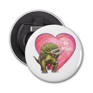 Triceratops Red Rose Heart Bottle Opener