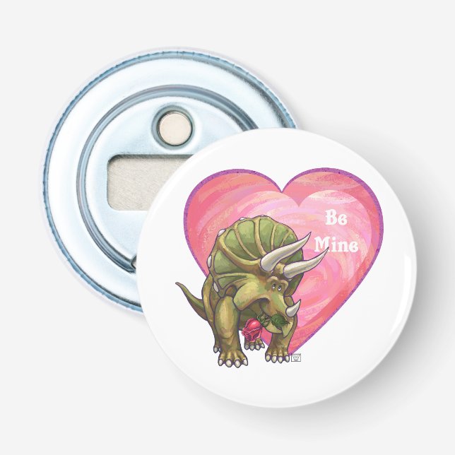 Triceratops Red Rose Heart Bottle Opener (Front)
