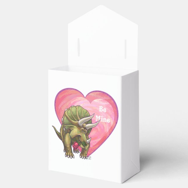 Triceratops Red Rose Heart Favor Boxes (Opened)
