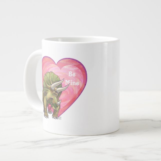 Triceratops Red Rose Heart Giant Coffee Mug (Front Left)