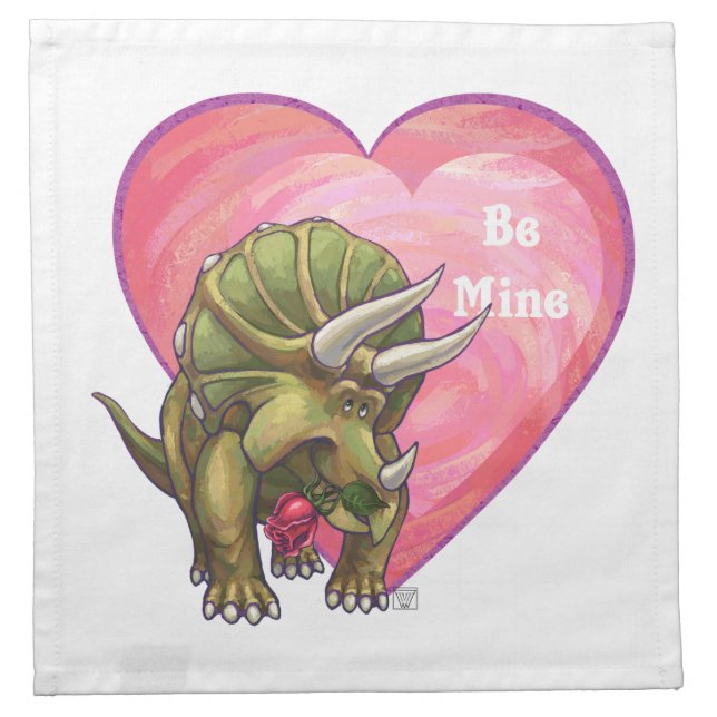 Triceratops Red Rose Heart Napkin (Front)