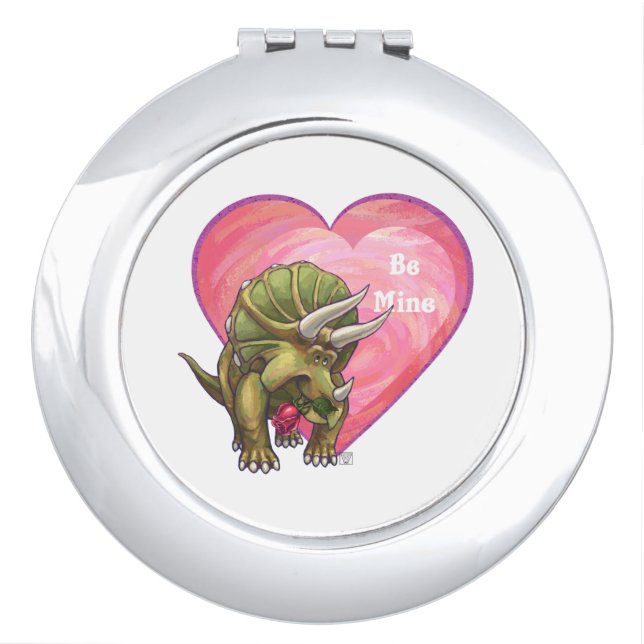 Triceratops Red Rose Heart Vanity Mirror (Front)