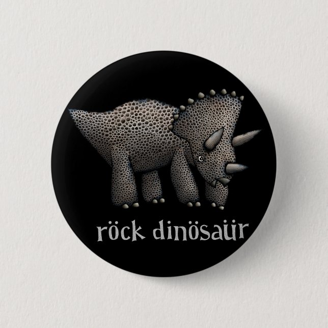 Triceratops Rock Dinosaur Badge Pinback Button (Front)