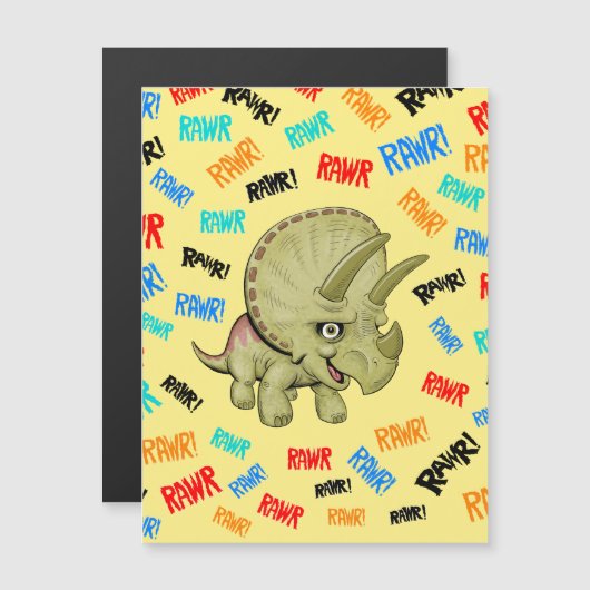 Triceratops says “Rawr!” Magnet (Front/Back)