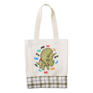 Triceratops says "Rawr!" Zazzle HEART Tote Bag