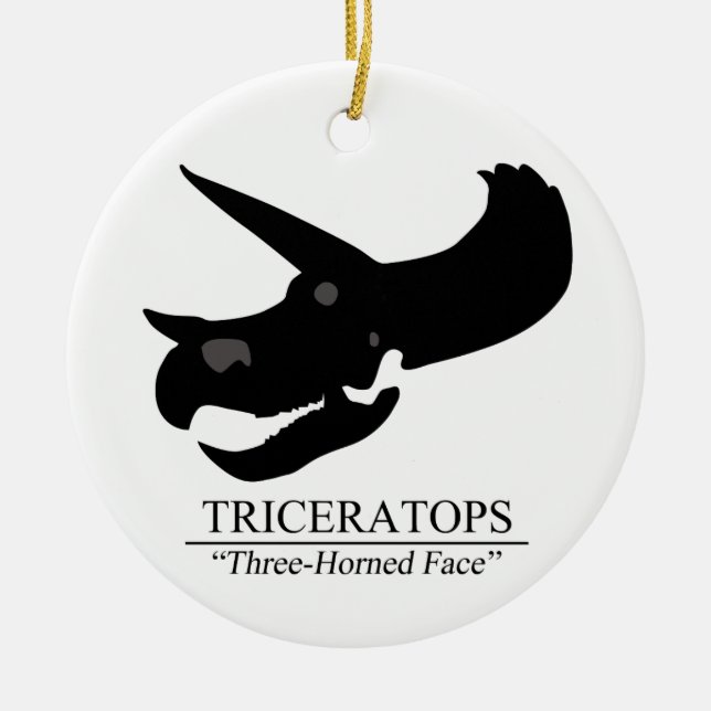 Triceratops Skull Ceramic Ornament (Front)