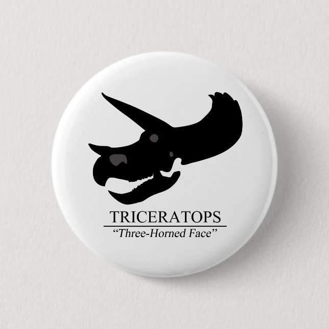 Triceratops Skull Pinback Button (Front)