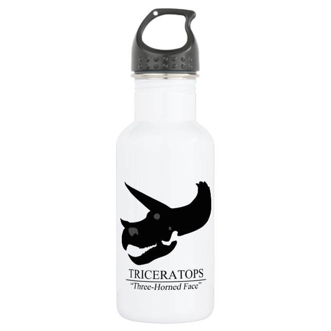 Triceratops Skull Stainless Steel Water Bottle (Front)