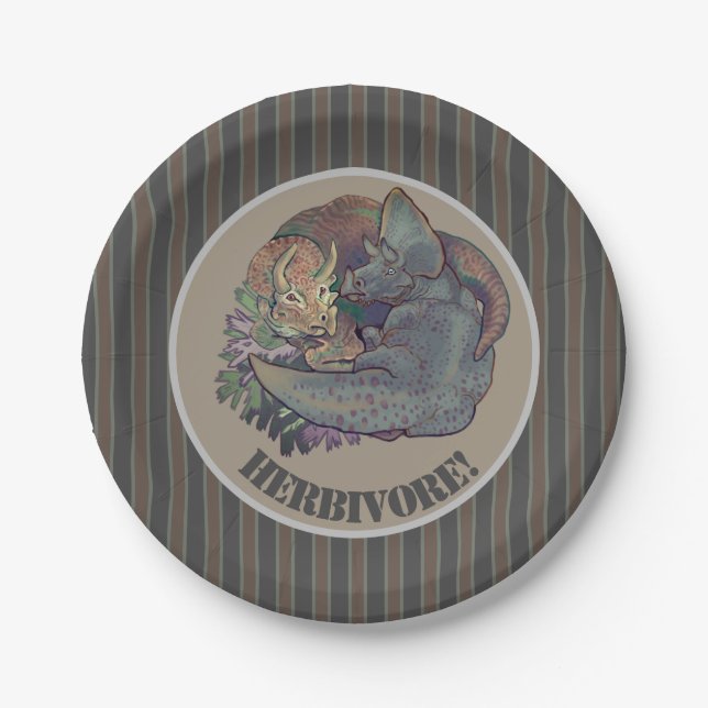 Triceratops Snuggles Paper Plates (Front)
