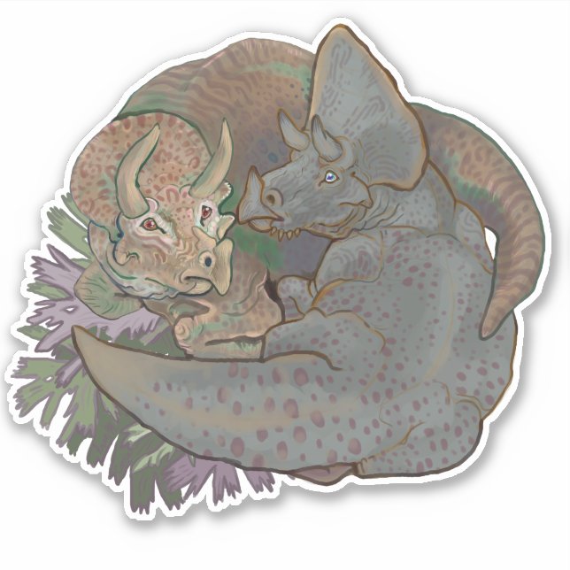 Triceratops Snuggles Sticker (Front)