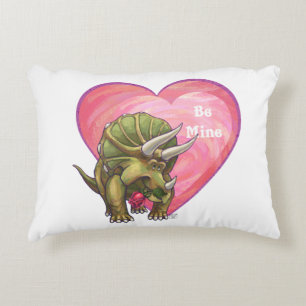 Triceratops Valentine's Day Decorative Pillow