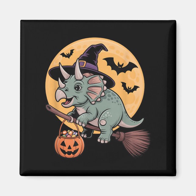 Triceratops Witch Hat Pumpkin Halloween Costume Me Magnet (Front)