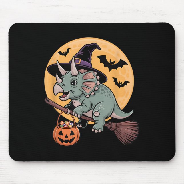 Triceratops Witch Hat Pumpkin Halloween Costume Me Mouse Pad (Front)