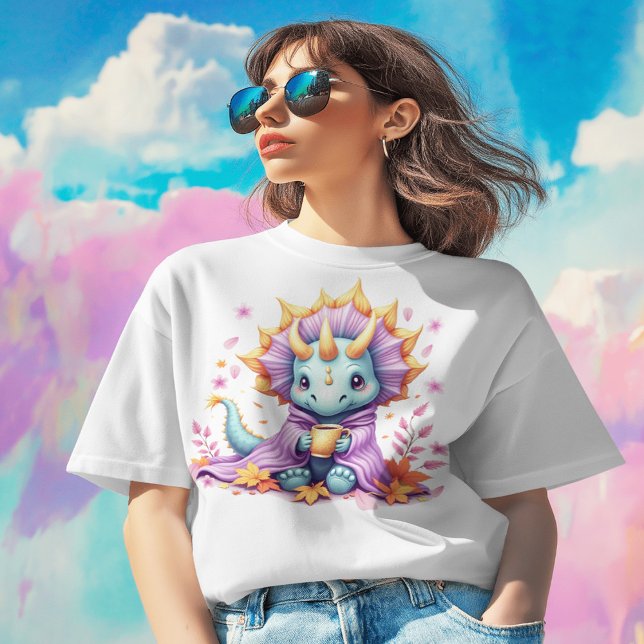 Triceratops Wrapped in a Blanket, Sipping Coffee  T-Shirt (Creator Uploaded)