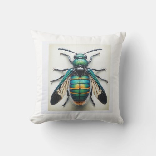 Trichodes Dorsal View 130624IREF113 _ Watercolor Throw Pillow