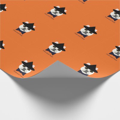Trick and treat bulldog wrapping paper