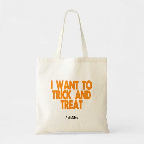 Trick and Treat Halloween Party Add Name Tote Bag