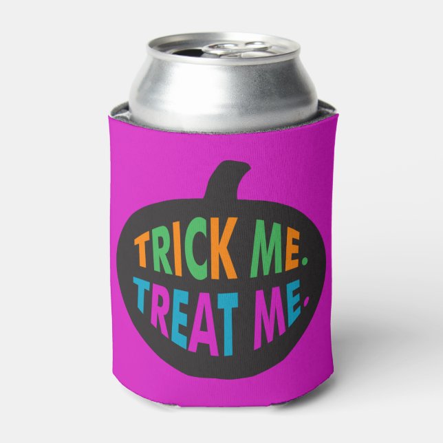 Trick Me Treat Me, Halloween Multi-Color Can Cooler (Can Front)