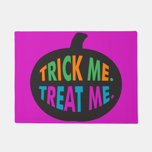 Trick Me Treat Me, Halloween Multi-Color Doormat (Front)