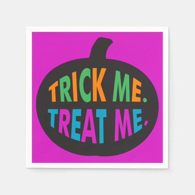 Trick Me Treat Me, Halloween Multi-Color Napkins (Front)