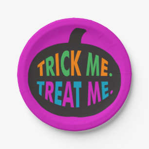 Trick Me Treat Me, Halloween Multi-Color Paper Plates