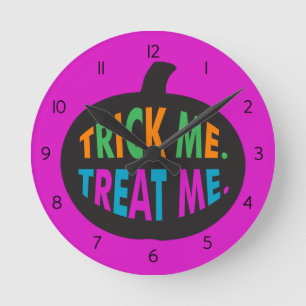 Trick Me Treat Me, Halloween Multi-Color Round Clock