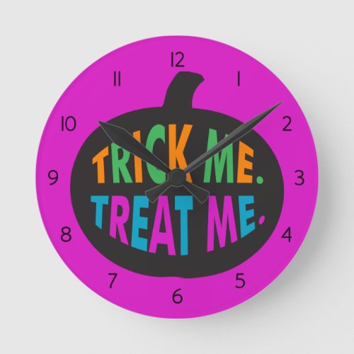 Trick Me Treat Me Halloween Multi_Color  Round Clock