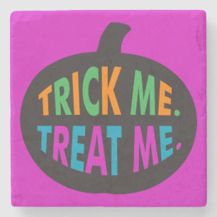 Trick Me Treat Me, Halloween Multi-Color Stone Coaster