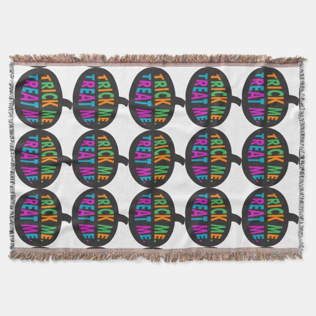 Trick Me Treat Me Multi-Color Throw Blanket (Front)