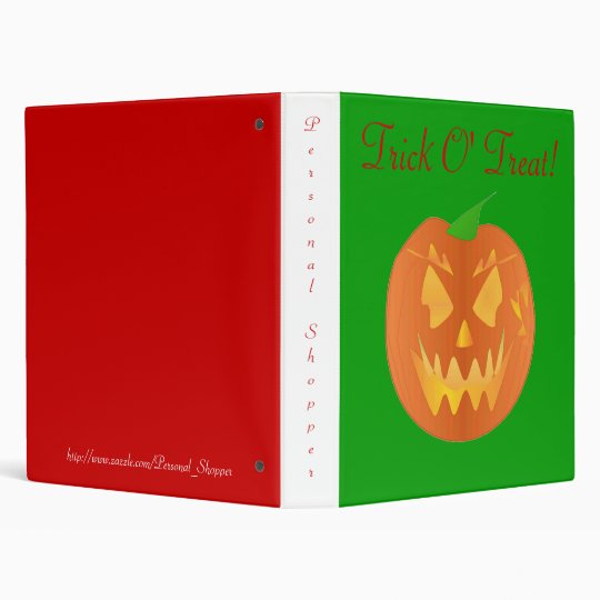 Trick O' Treat In Green And Red 3 Ring Binder