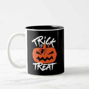 Trick O Treat Jack O Lantern Funny Halloween Two-Tone Coffee Mug