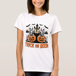 Trick or Beer Bat Dragons on Pumpkins T-Shirt