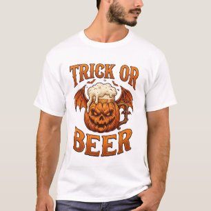 Trick Or Beer Halloween Pumpkin Mug Bat Wings_1 T-Shirt
