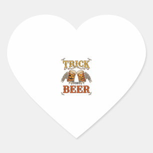 Trick Or Beer Halloween Pumpkin Mug Skeleton Hands Heart Sticker