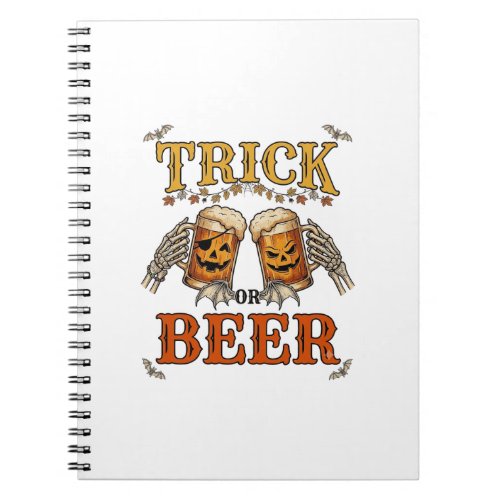 Trick Or Beer Halloween Pumpkin Mug Skeleton Hands Notebook