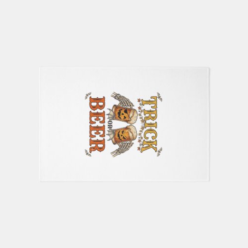 Trick Or Beer Halloween Pumpkin Mug Skeleton Hands Rug