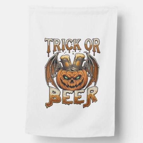 Trick Or Beer Halloween Pumpkin Skeleton Wings Mug House Flag