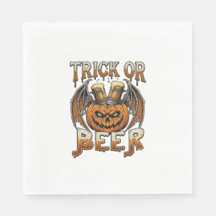 Trick Or Beer Halloween Pumpkin Skeleton Wings Mug Napkins
