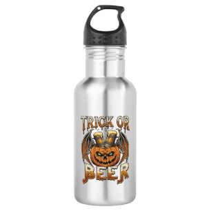 Trick Or Beer Halloween Pumpkin Skeleton Wings Mug Stainless Steel Water Bottle