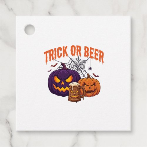 Trick Or Beer Halloween Pumpkins Mug Spider Web_1 Favor Tags