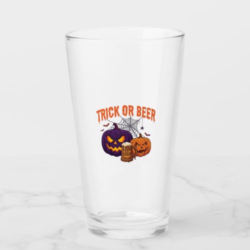 Trick Or Beer Halloween Pumpkins Mug Spider Web_1 Glass