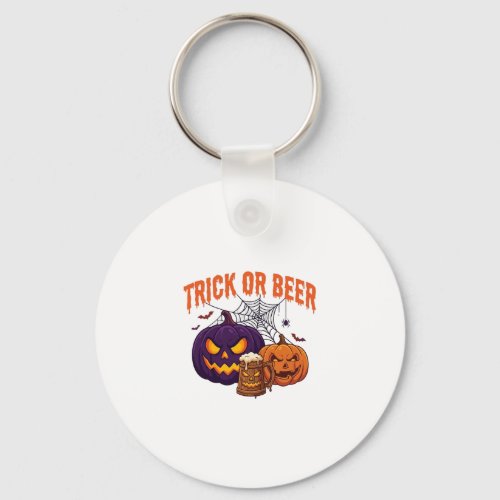 Trick Or Beer Halloween Pumpkins Mug Spider Web_1 Keychain