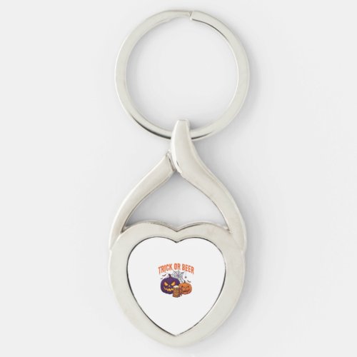 Trick Or Beer Halloween Pumpkins Mug Spider Web_1 Keychain