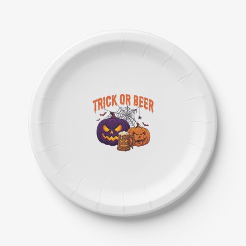 Trick Or Beer Halloween Pumpkins Mug Spider Web_1 Paper Plates