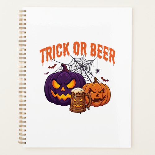 Trick Or Beer Halloween Pumpkins Mug Spider Web_1 Planner