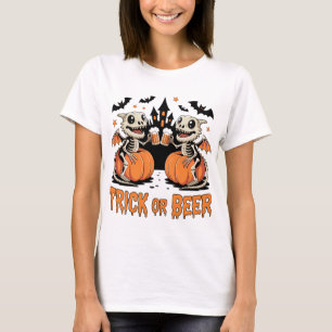 Trick or Beer Skeleton Dragons Halloween T-Shirt
