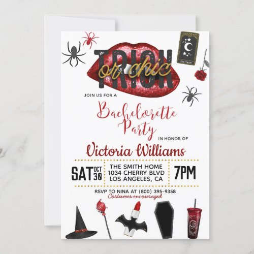 Trick or Chic Halloween Bachelorette Invitation