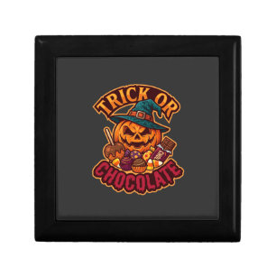 Trick Or Chocolate Halloween Pumpkin Witch Hat Can Gift Box