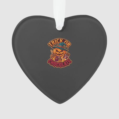 Trick Or Chocolate Halloween Pumpkin Witch Hat Can Ornament