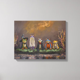 Trick or Croak hand painted halloween Canvas Print